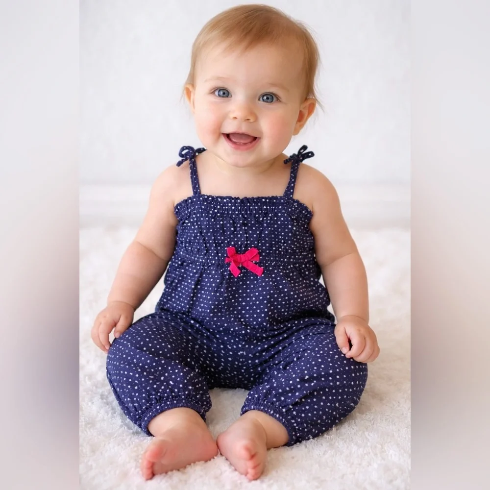 Baby Gap One Pice Girl Jumpsuit Blue/ White mini stars size 6 - 12 months